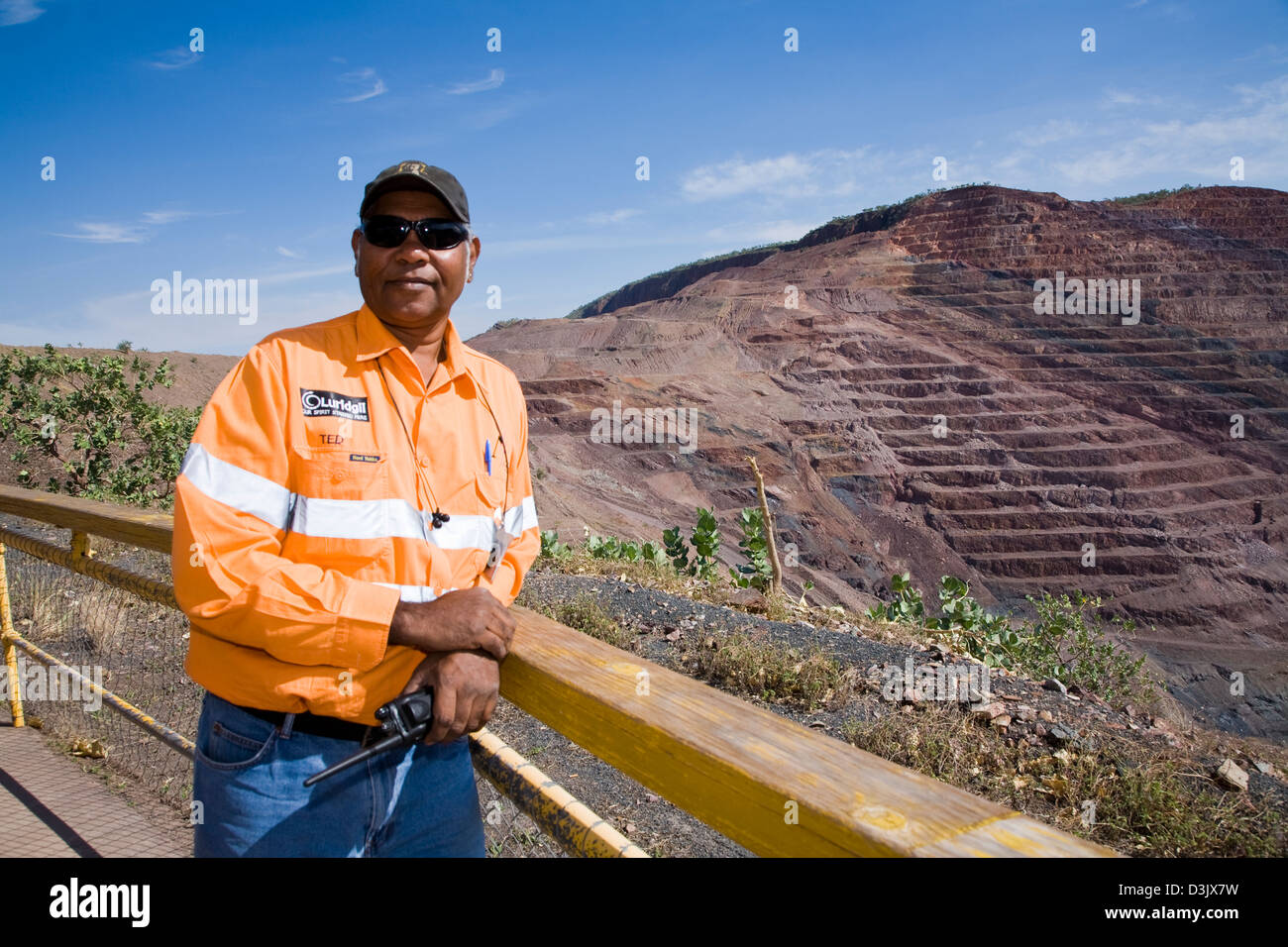 Tour guide, Rio Tinto's Argyle Diamond Mine, au sud de Kununnura, à l'est région de Kimberley, en Australie occidentale. Banque D'Images