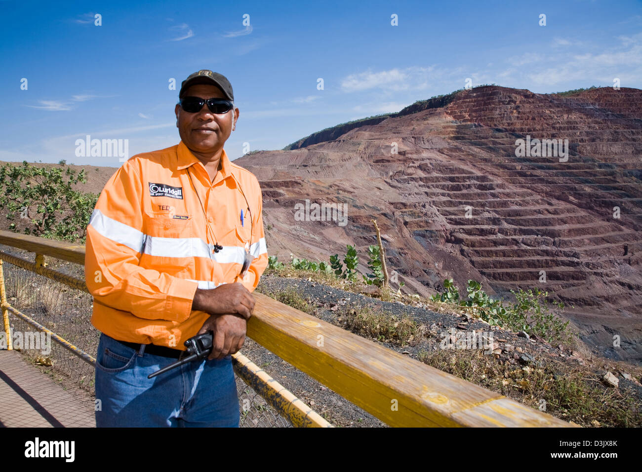 Tour guide, Rio Tinto's Argyle Diamond Mine, au sud de Kununnura, à l'est région de Kimberley, en Australie occidentale. Banque D'Images