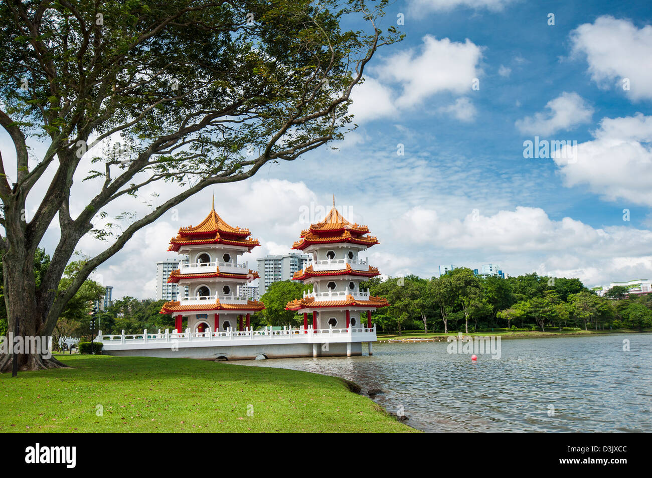 Les pagodes de lits jumeaux Jardin Chinois à Singapour Banque D'Images