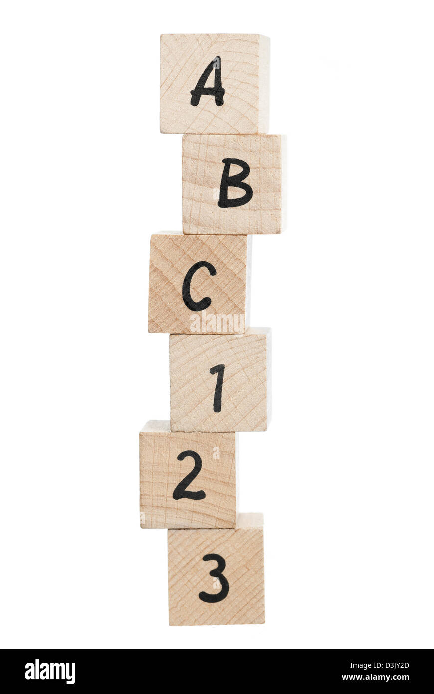 Dipiction l'apprentissage de l'abc. Arrière-plan blanc. Banque D'Images