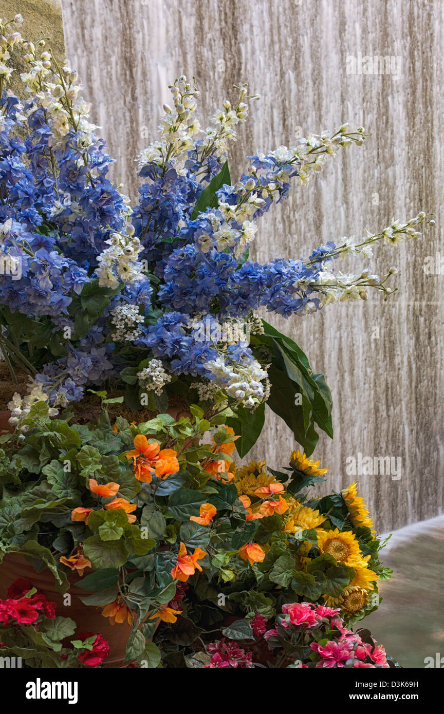 Fleurs et jardin en cascade Banque D'Images