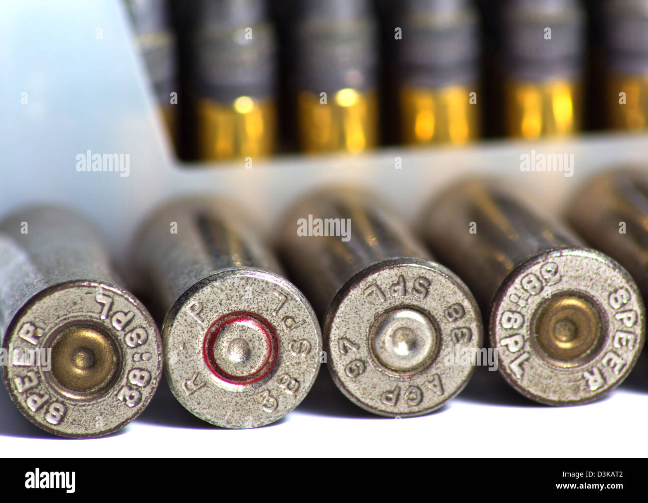 Plan Macro sur Silver Bullet shells. Banque D'Images