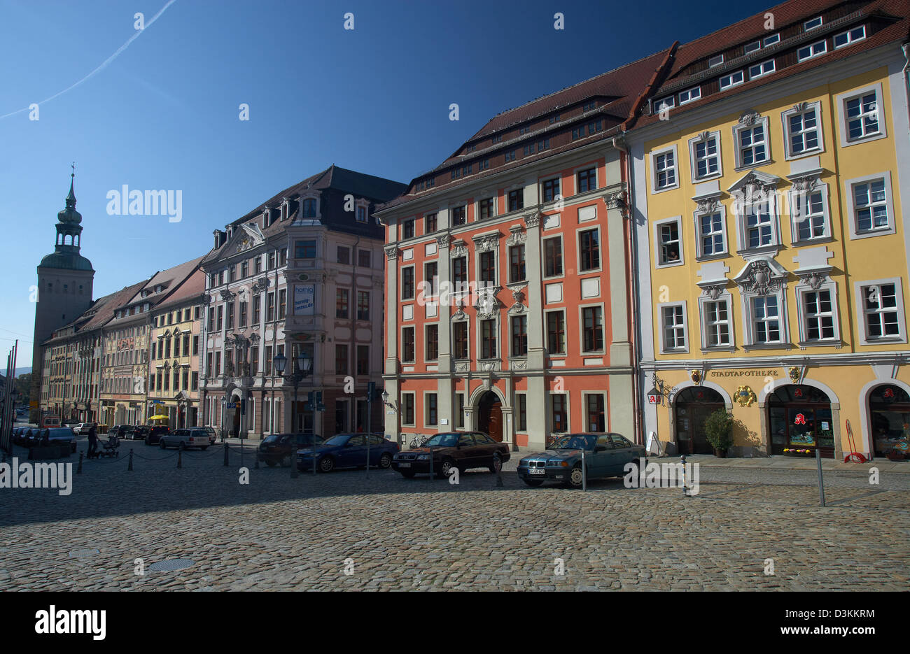 Leverkusen, Allemagne, maisons en ville sur le marché principal Banque D'Images