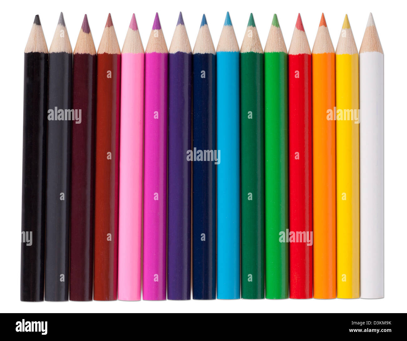 Crayons de couleur isolé sur fond blanc (avec masque de découpe) Banque D'Images