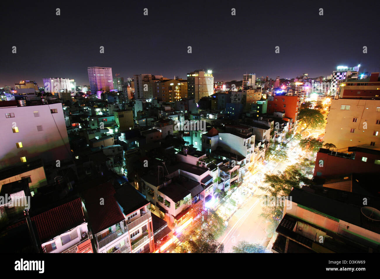 Ho Chi Minh Ville par nuit. Vietnam Banque D'Images