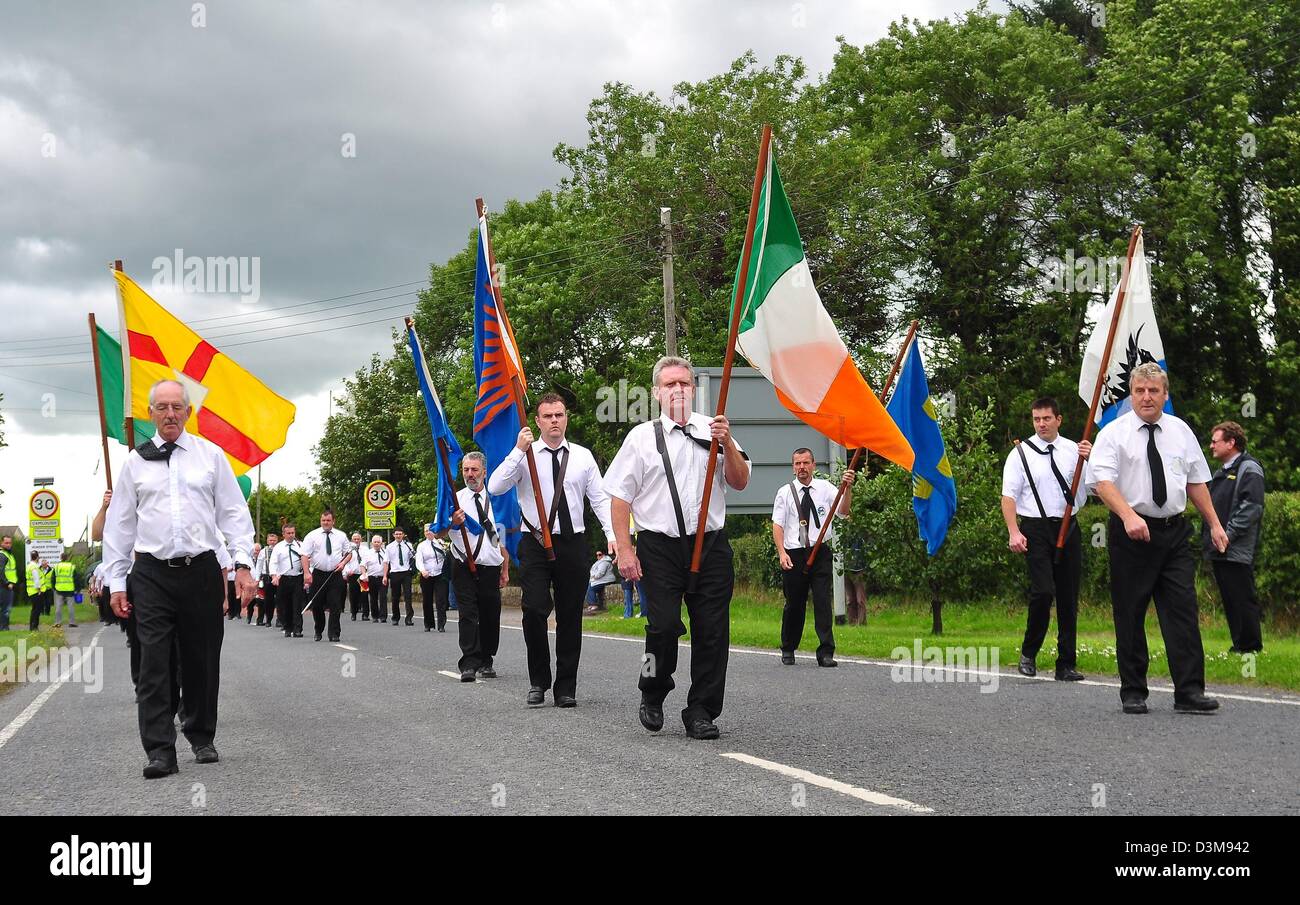 Parti couleur conduit plus de vingt mille à la commémoration, bloc H Camlough, Co.Armagh 14 Août 11 Banque D'Images