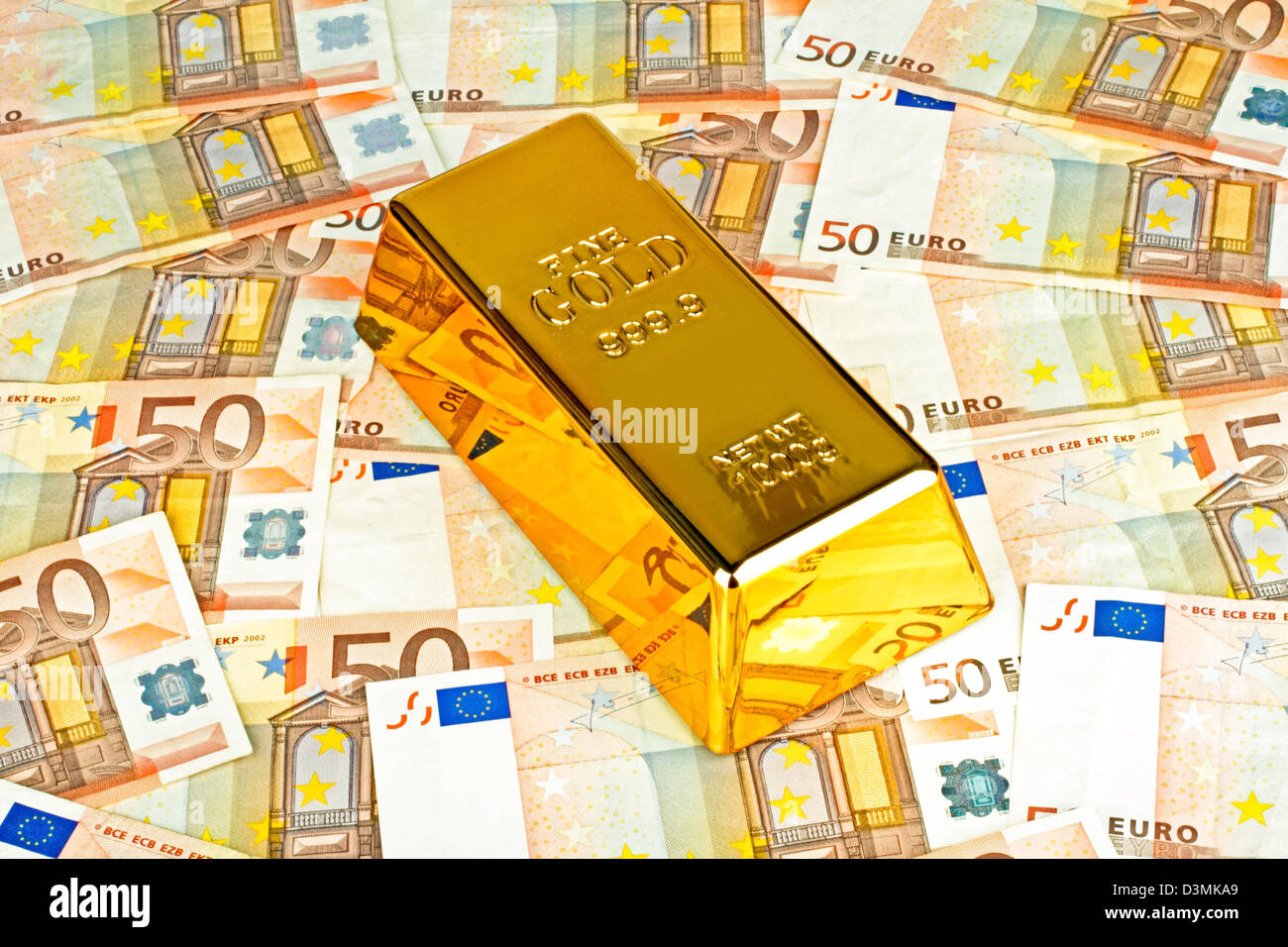 Barre d'or et argent euro Banque D'Images