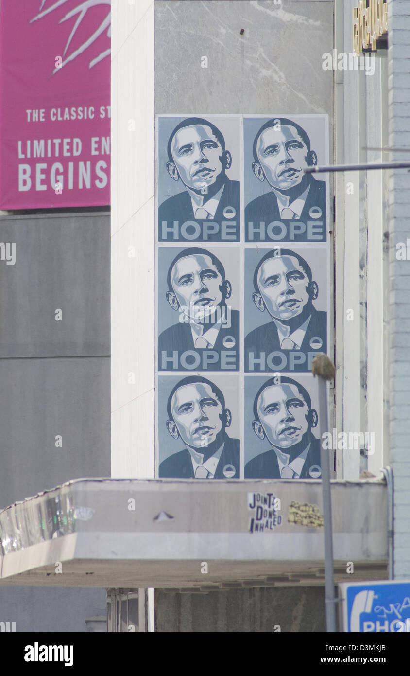 Shepard Fairey espère posters sur hollywood boulevard à Los Angeles en Californie Banque D'Images