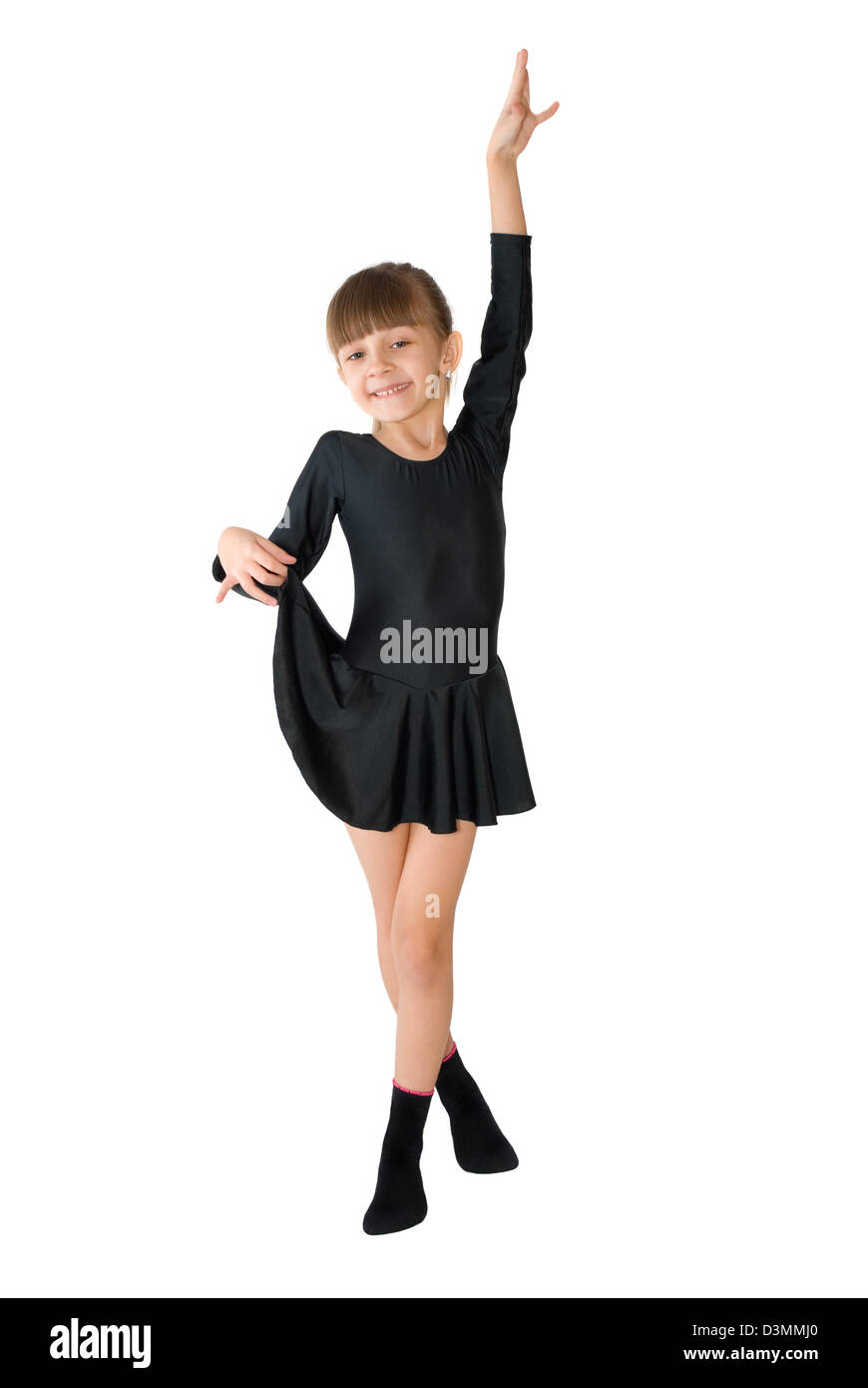 La petite danseuse dans une robe noire Banque D'Images