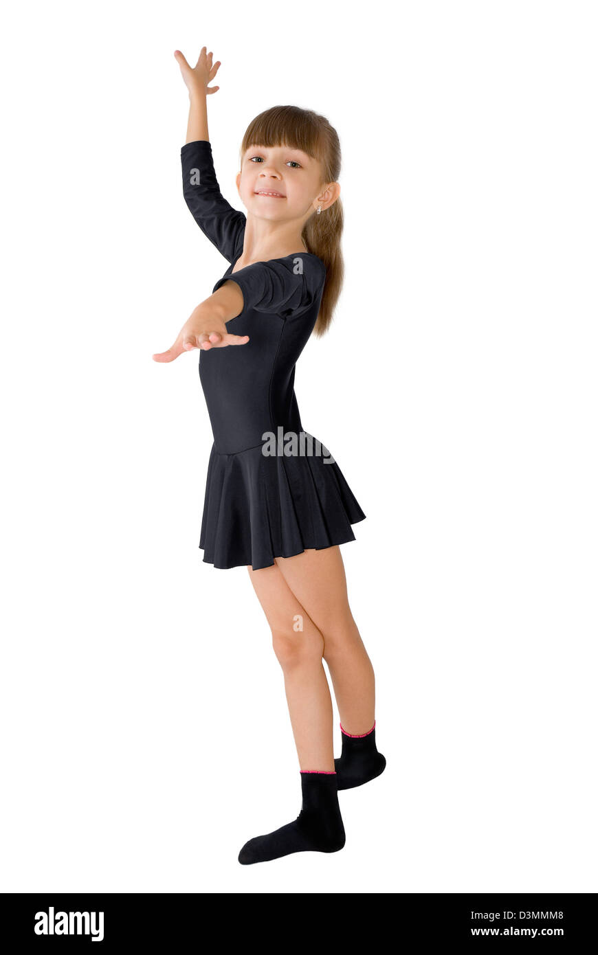 La petite danseuse dans une robe noire Banque D'Images