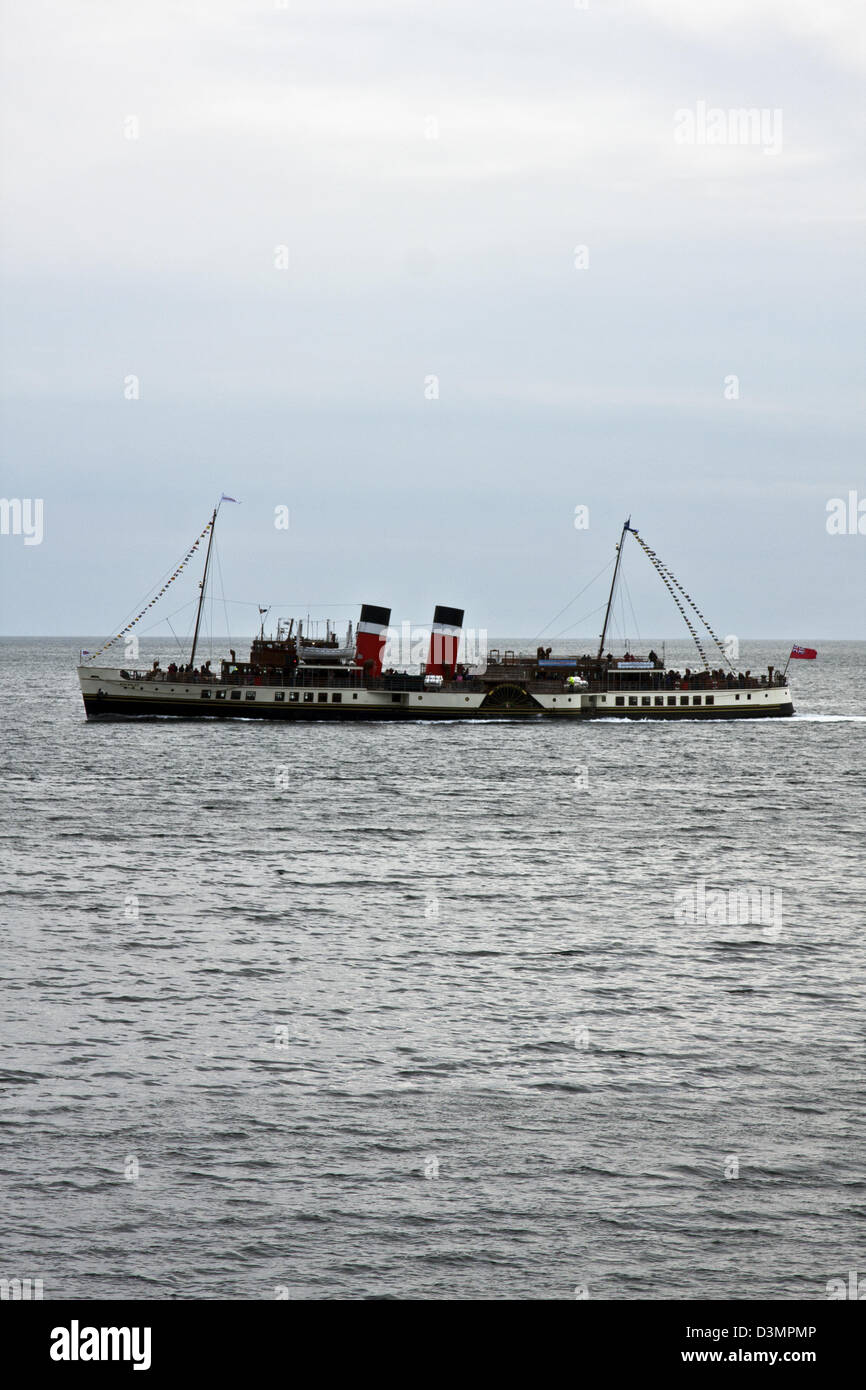 Waverly SS, le dernier navire à passagers de la roue à aubes à vapeur dans le monde entier, de la voile au large de l'île de Mull Banque D'Images