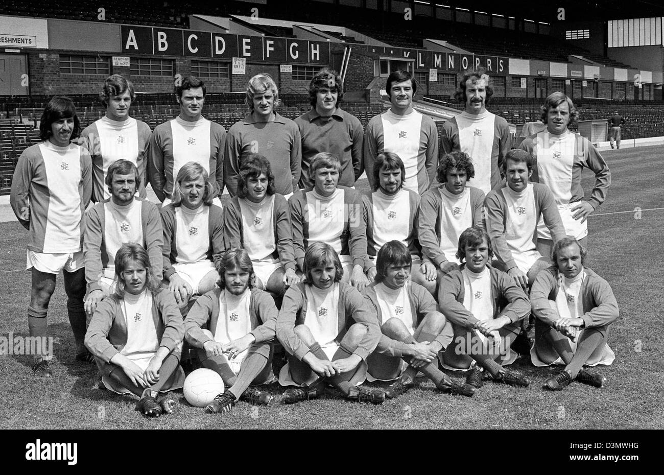 L'équipe du Birmingham City football Club compte 1974 joueurs parmi lesquels Trevor Francis, Howard Kendall, Kenny Burns, Gordon Taylor et Bobby Hope Banque D'Images