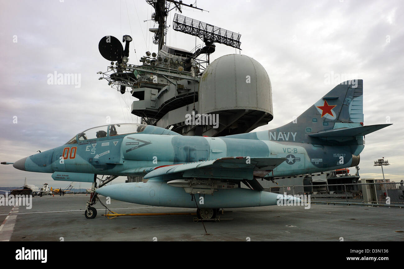 A-4 Skyhawk Top Gun Aggressor Squadron USS Hornet Banque D'Images