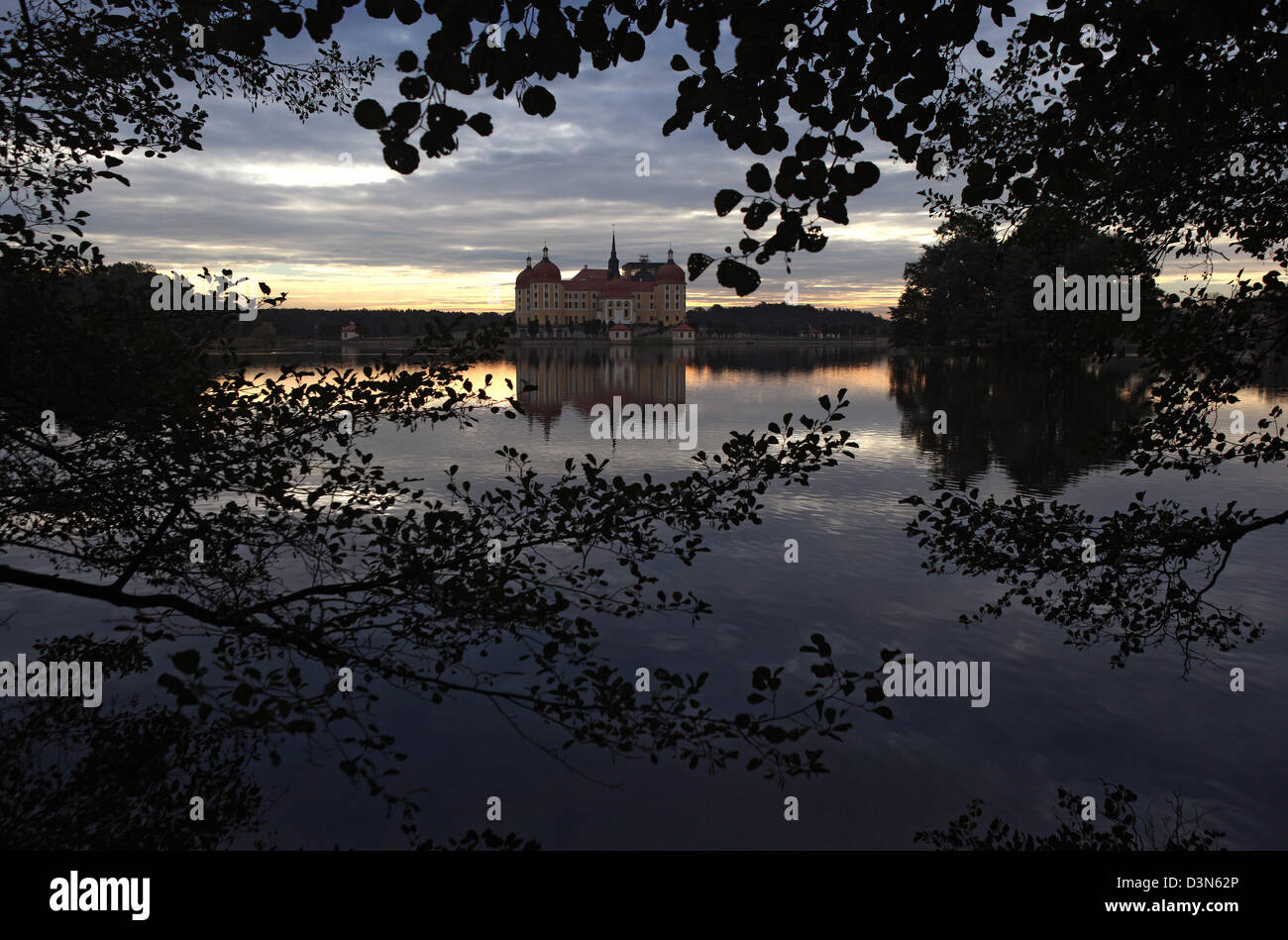 Moritzburg, Allemagne, Château de Moritzburg au crépuscule Banque D'Images