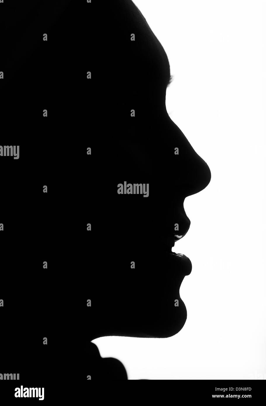 Profil de visage de femme en silhouette Banque D'Images