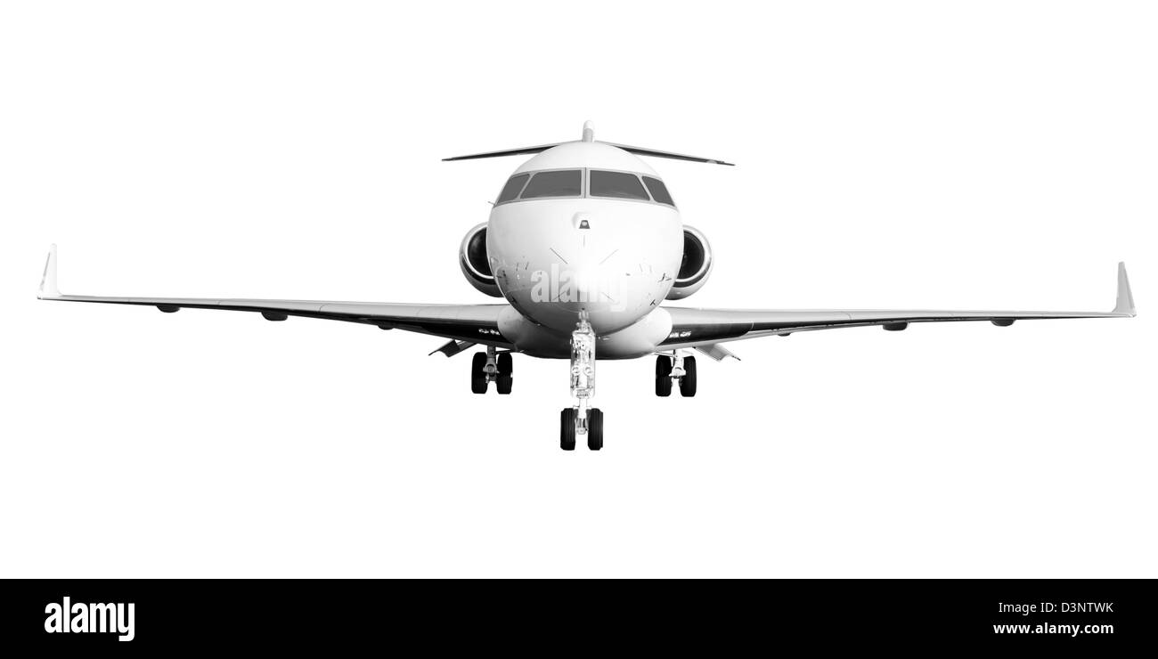 Avion jet privé isolé sur fond blanc. Bombardier Global Express Banque D'Images