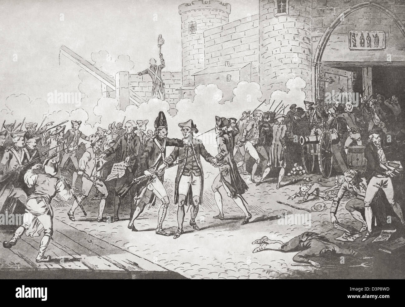 La prise de la Bastille, Paris, France, le 14 juillet, 1789. Banque D'Images