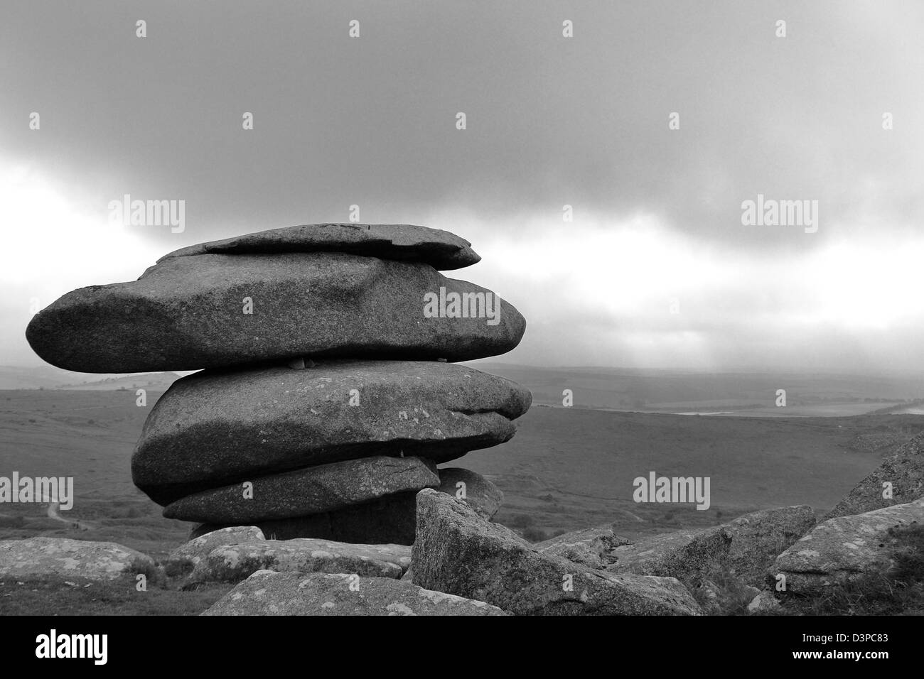 Une photo de l'monochrome Cheesewring sur Bodmin Moor sur l'image Banque D'Images
