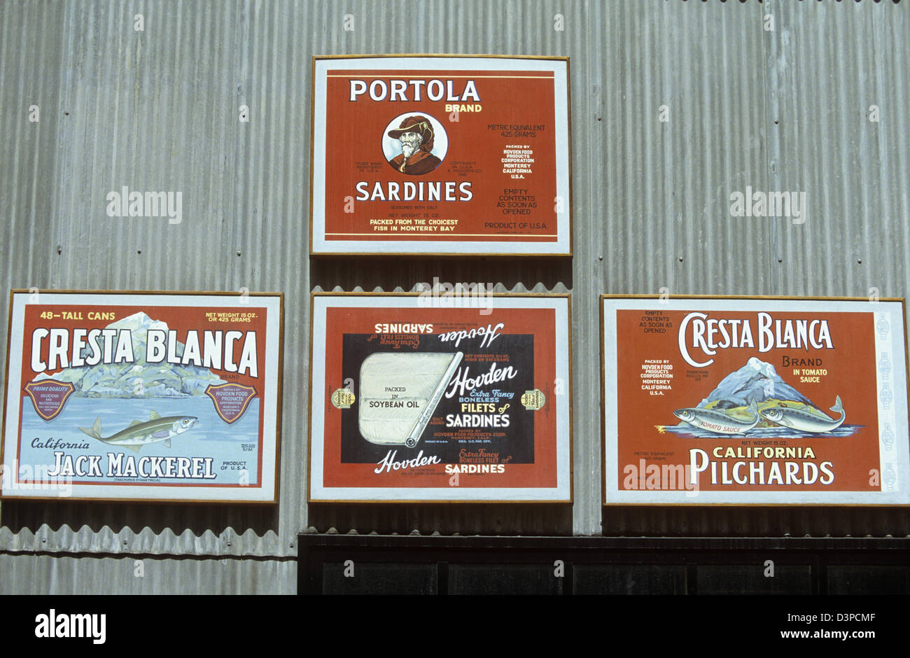 Cannery Row a gagné son nom de sardines d'emballage pour le marché mondial, Monterey, Californie, USA. Banque D'Images