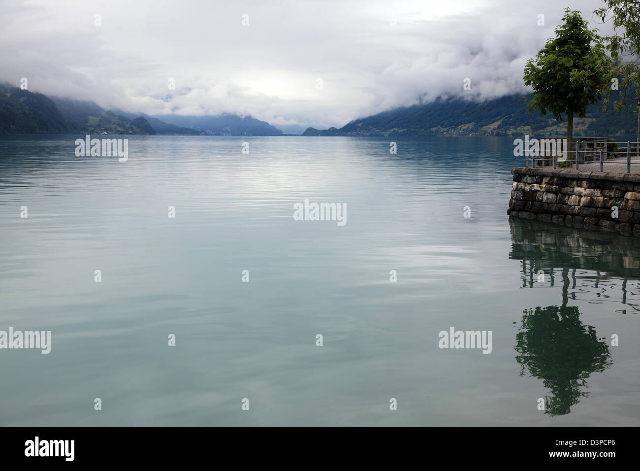 Brume sur la montagne le lac de Brienz en Suisse Banque D'Images