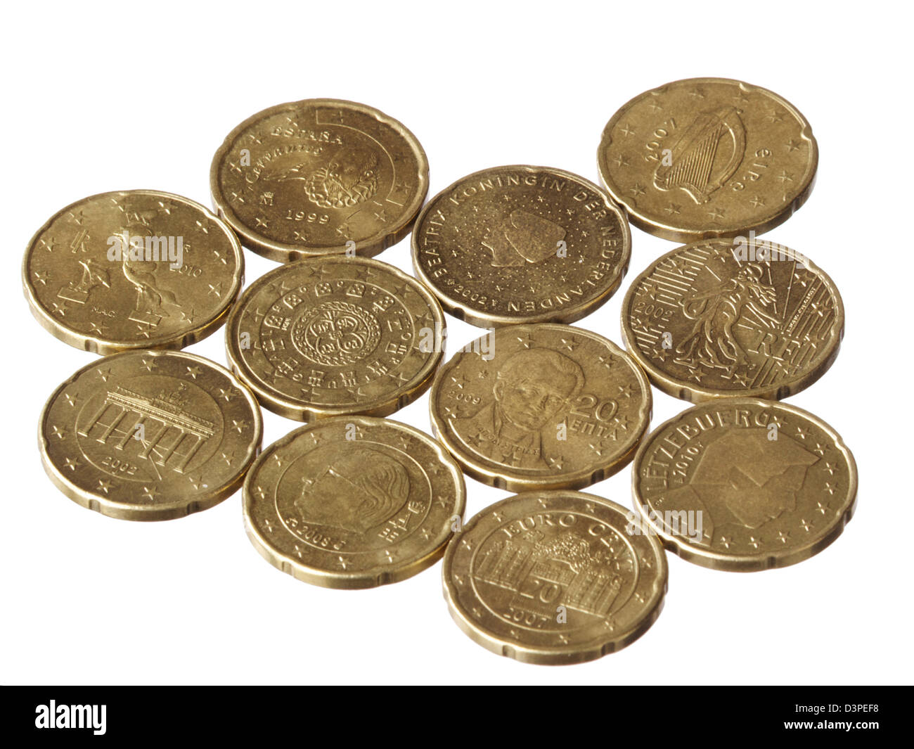 11 euro 20 cent(ime)s sur fond blanc Banque D'Images