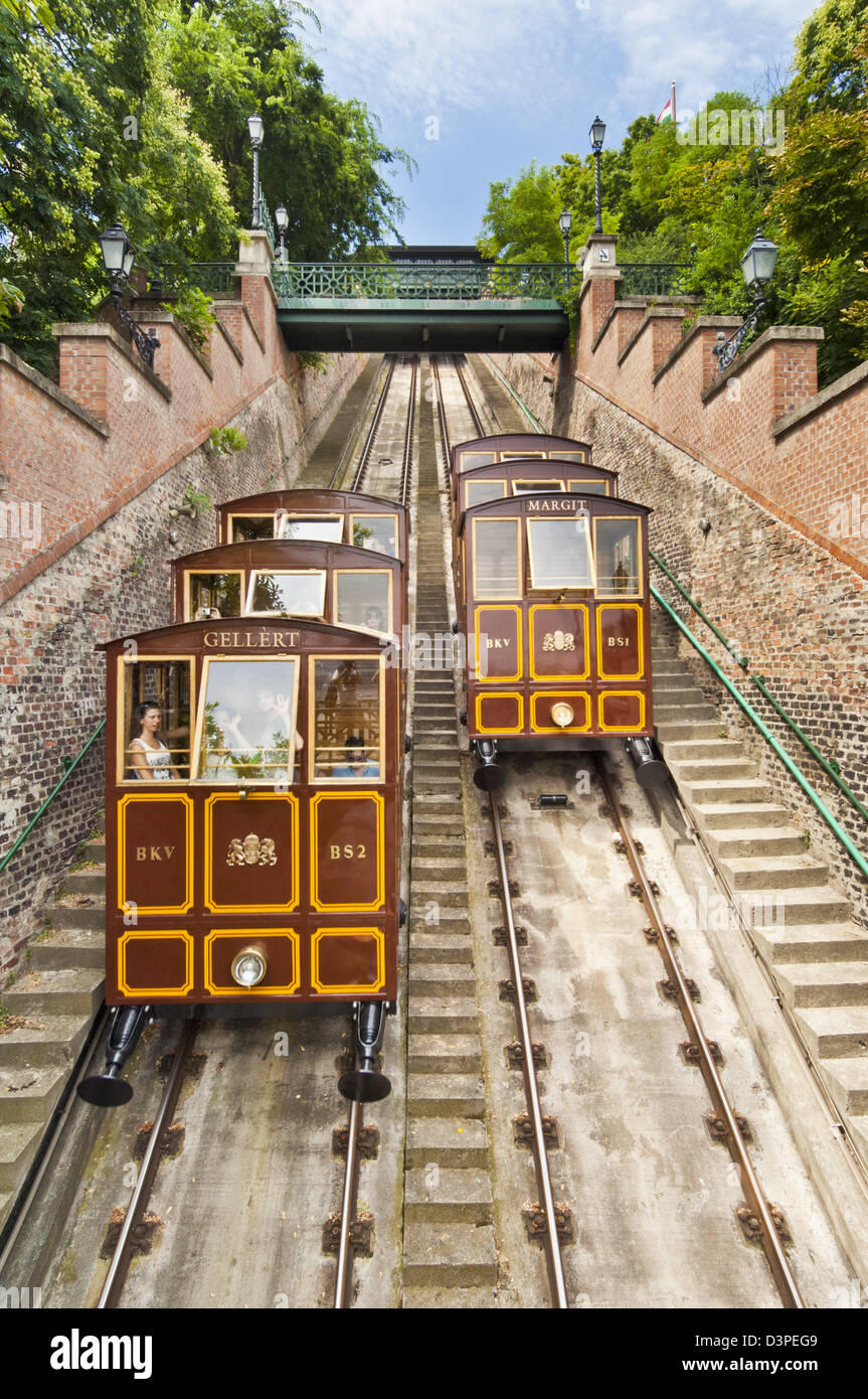 Funiculaire du château de Buda, quartier du château, côté Pest du Danube, le centre de Budapest, Hongrie, Europe eu Banque D'Images