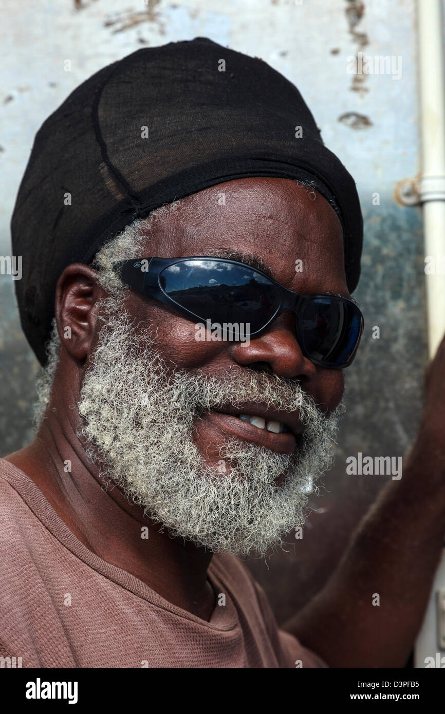 Portrait d'un homme de Rastafari Sainte-lucie, Caraïbes Banque D'Images