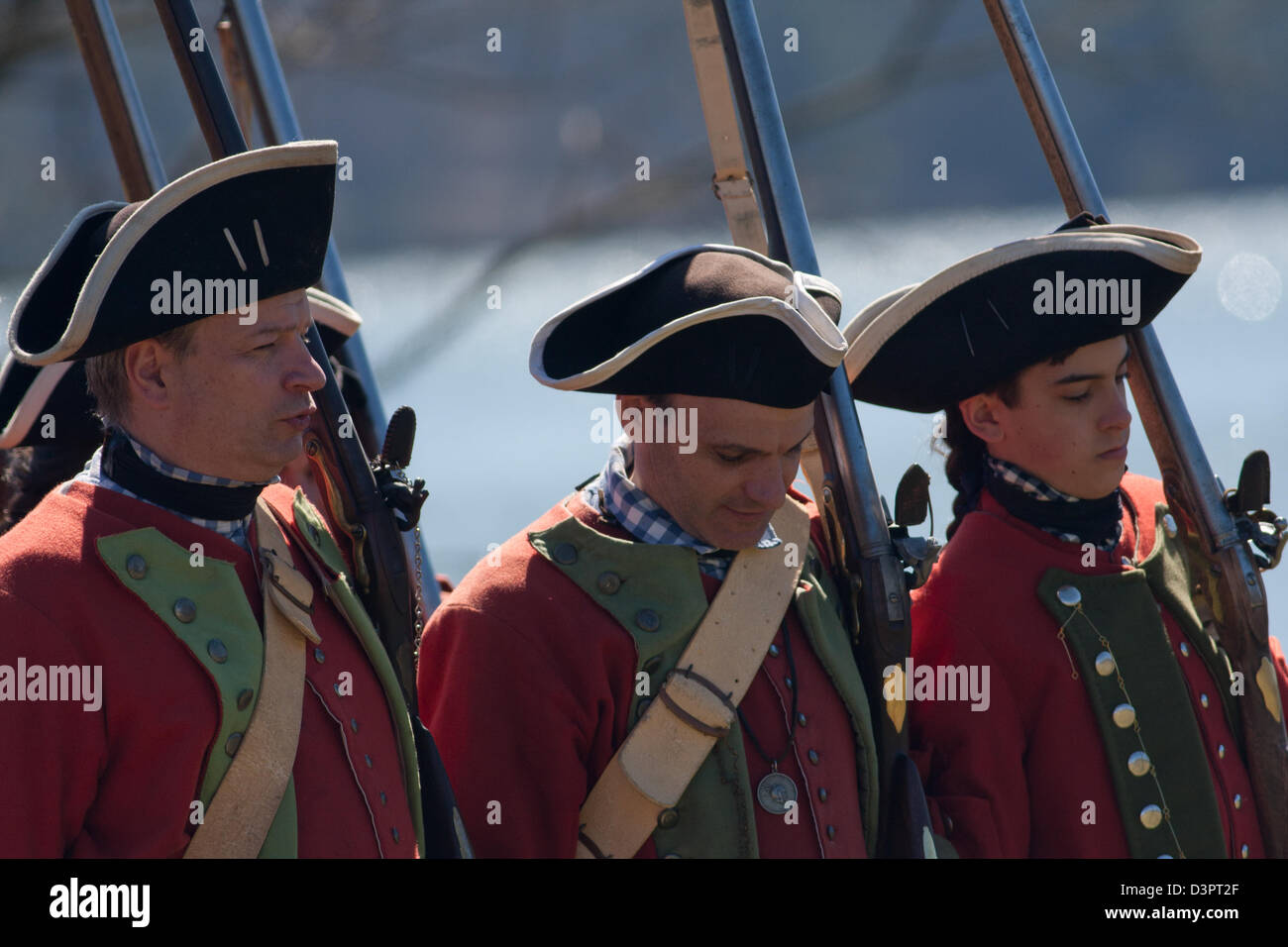 Des soldats britanniques au fort Loudoun reenactment Banque D'Images