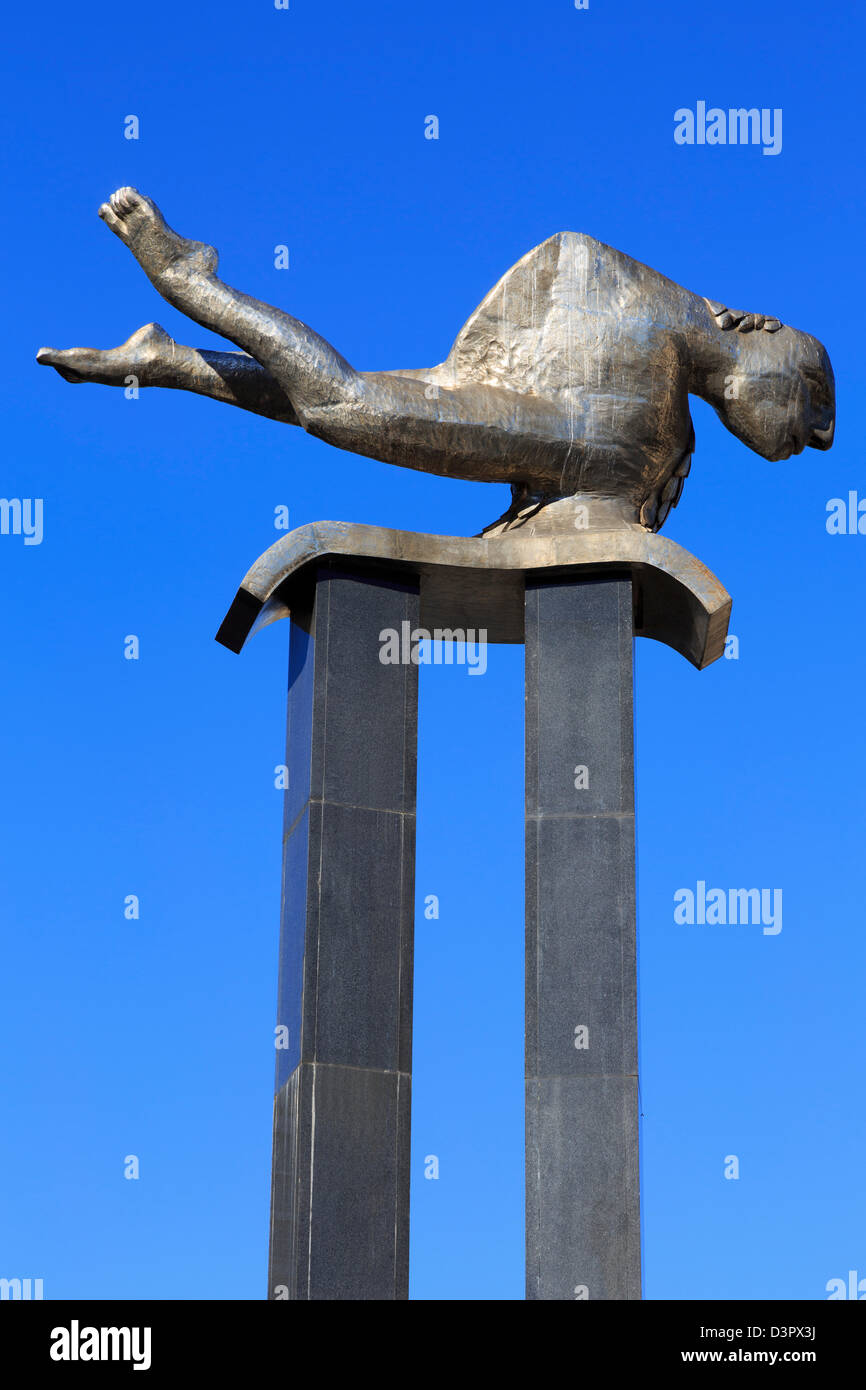 Sculpture sur Porta do Sol, Vigo, Galice, Espagne, Europe Banque D'Images