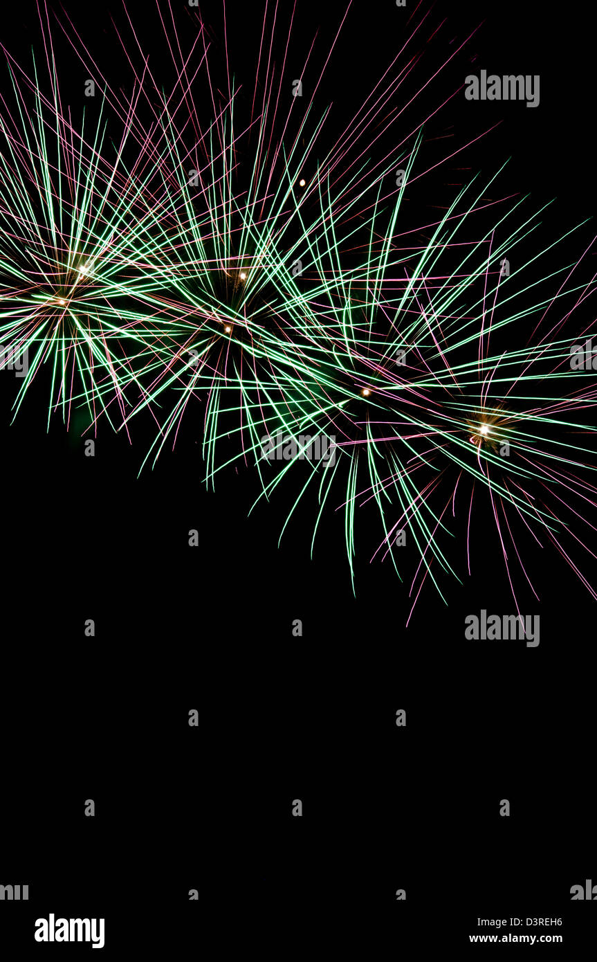 D'artifice, feux verts Banque D'Images
