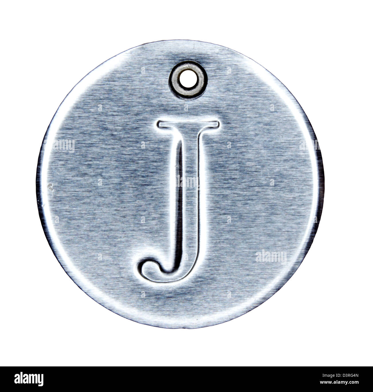 En métal brossé, lettre de l'alphabet J Banque D'Images