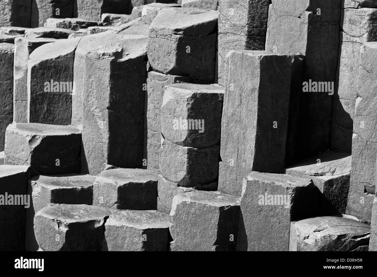 La formation de pierre Hexagional créé à partir de basalte à la Chaussée des Géants, Co Antrim, en Irlande du Nord. Banque D'Images