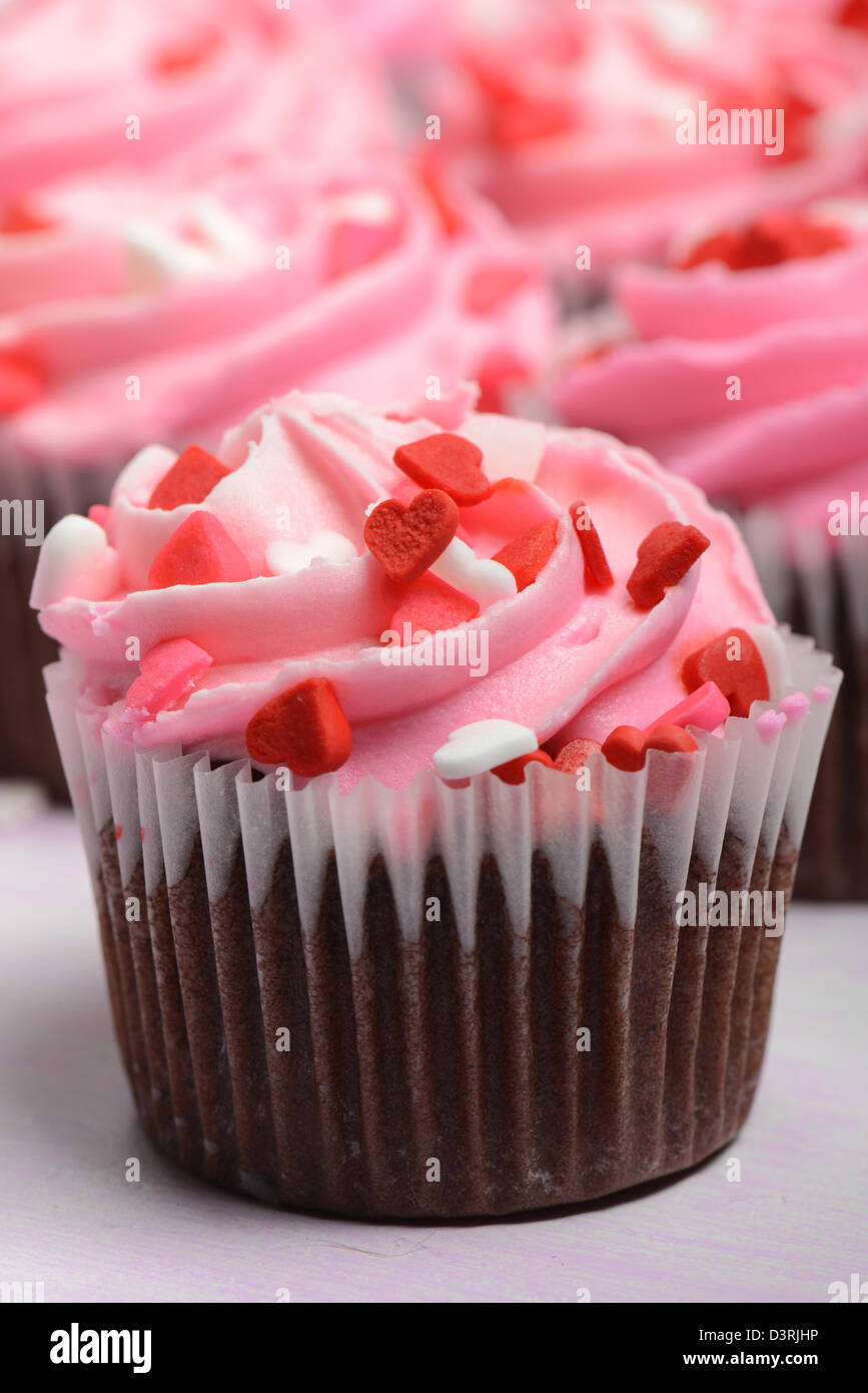 Cupcake Chocolat rose Banque D'Images