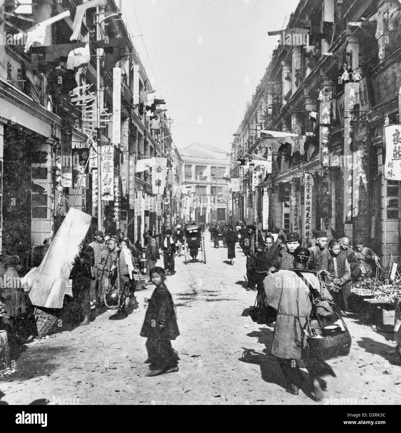 Rue de Hong Kong, Chine, vers 1901 Banque D'Images