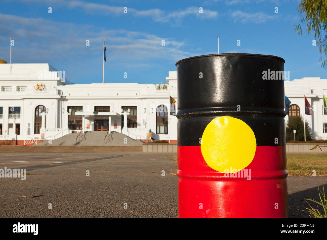 Tente autochtones Ambassade devant l'ancien Parlement. Canberra, Territoire de la capitale australienne (ACT), l'Australie Banque D'Images