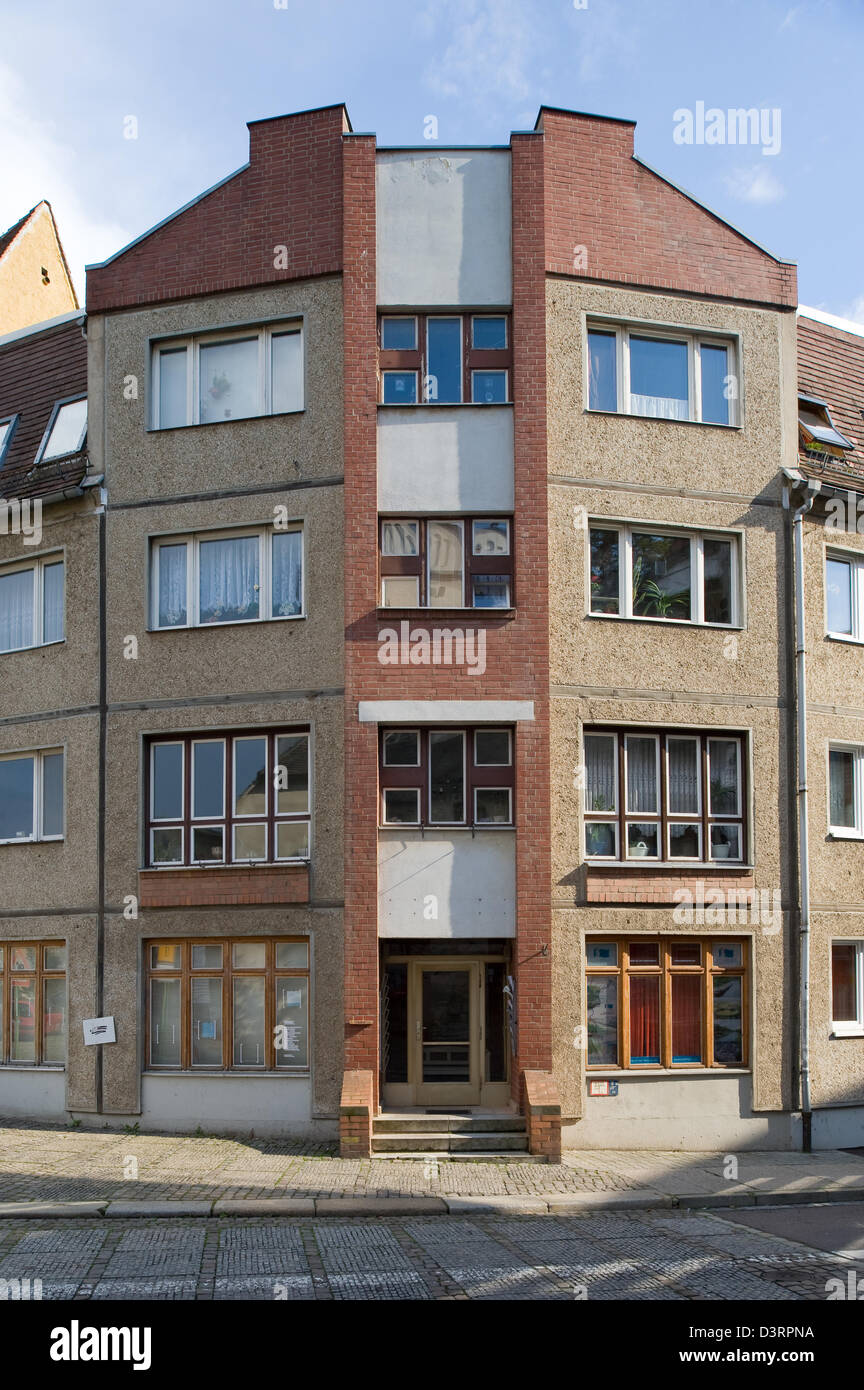 Halle / Saale, Allemagne, RDA bâtiment préfabriqué dans la ville de Halle Banque D'Images