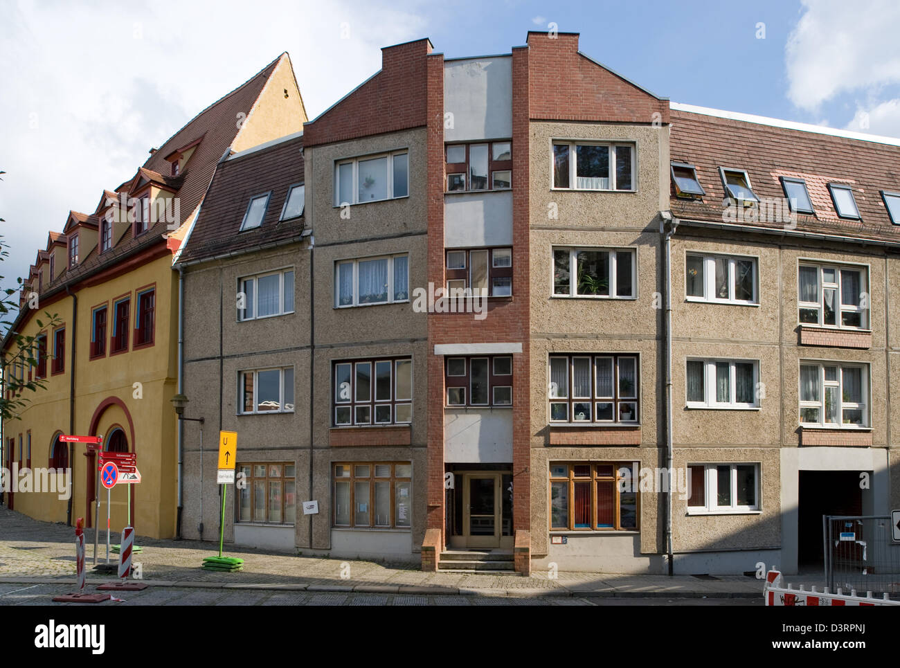 Halle / Saale, Allemagne, RDA bâtiment préfabriqué dans la ville de Halle Banque D'Images
