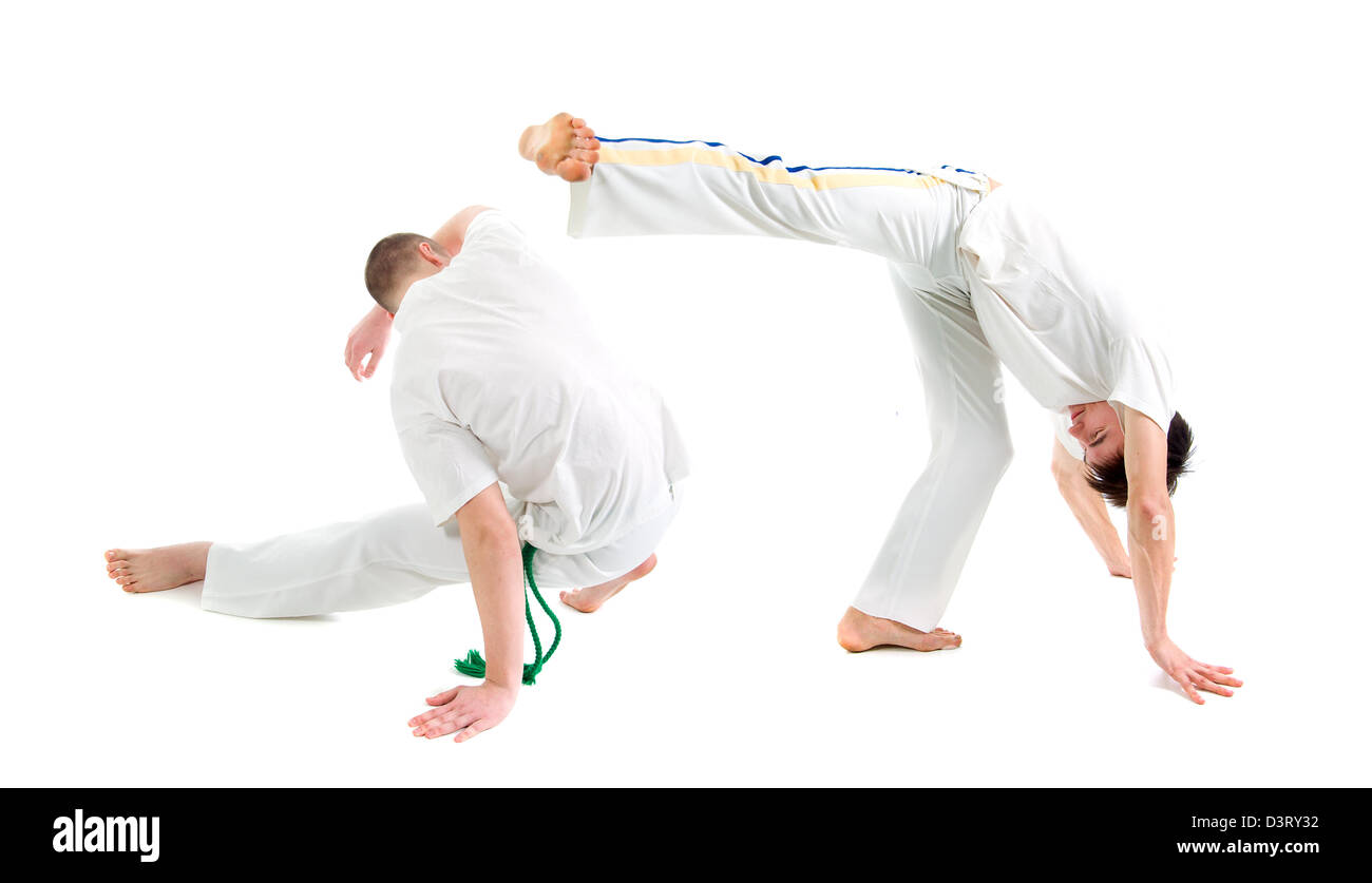 Sport de contact .La Capoeira.over white background Photo Stock - Alamy