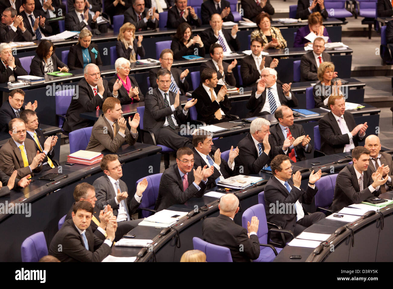 Berlin, Allemagne, au parlement à l'heure des questions au Bundestag Guttenberg Plagiatsvorwuerfen Banque D'Images