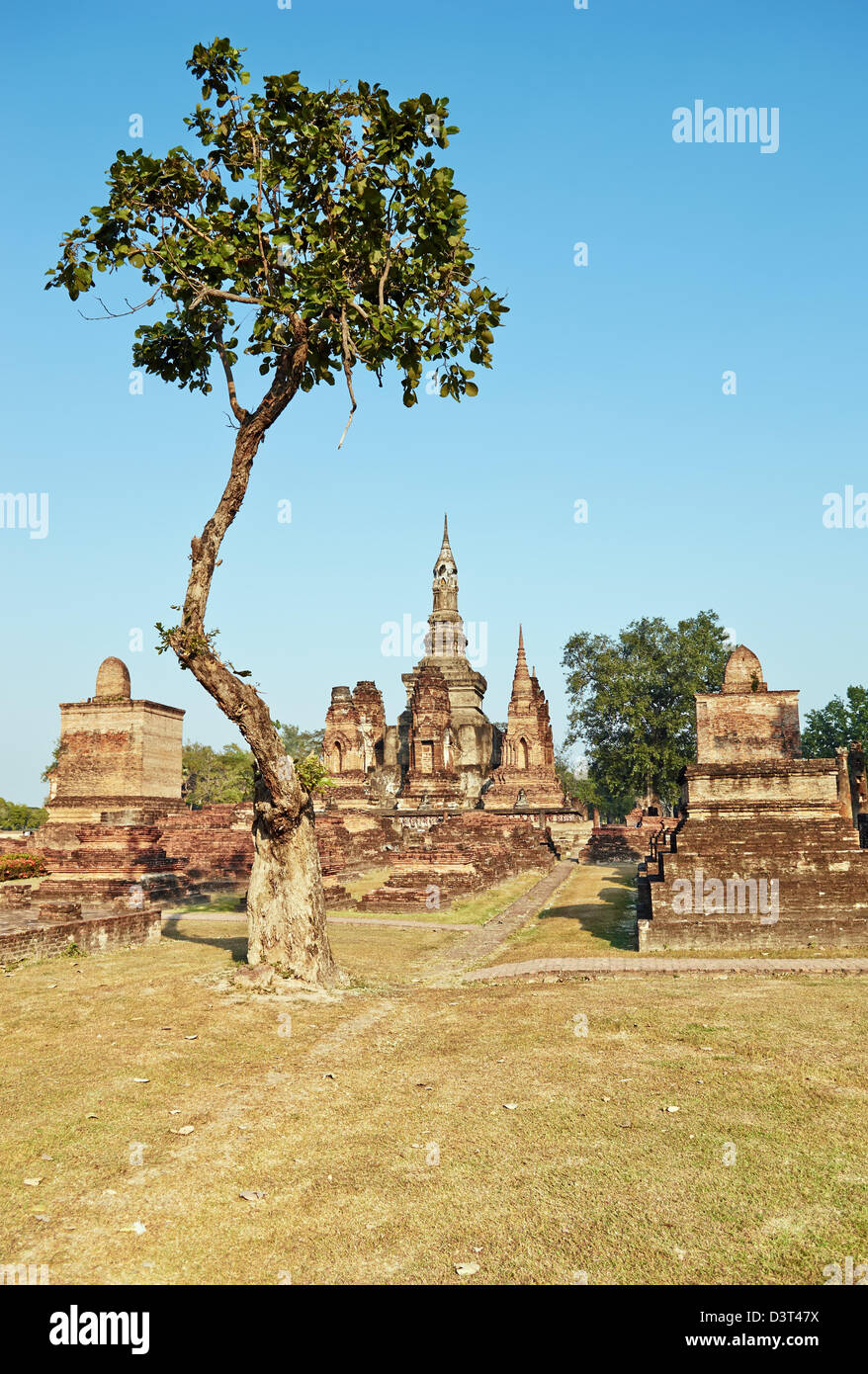 Wat Mahathat dans le parc historique de Sukhothai (Thaïlande) Banque D'Images