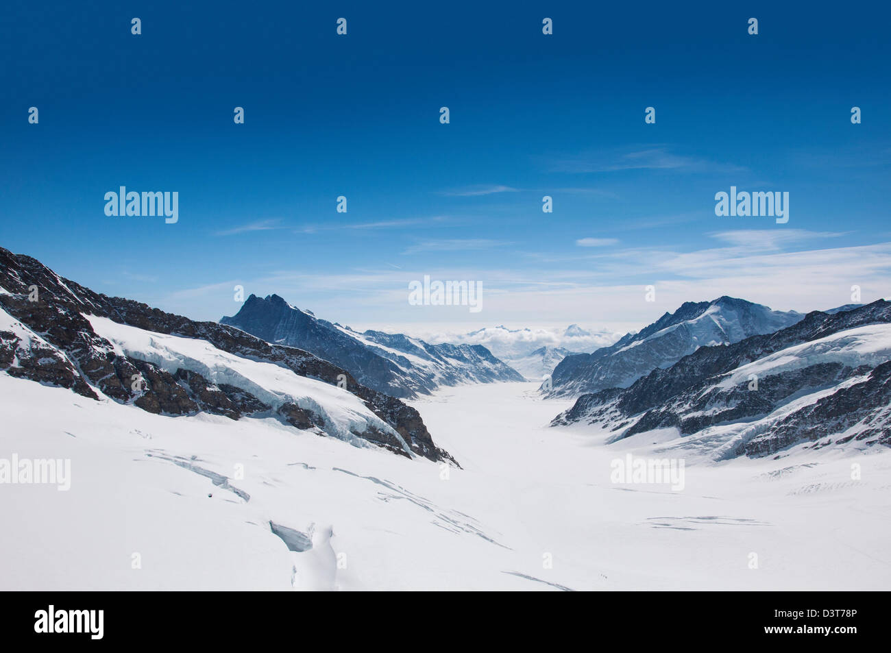 Vue d'Aletsch Glacier d'observatoire du Sphinx Banque D'Images