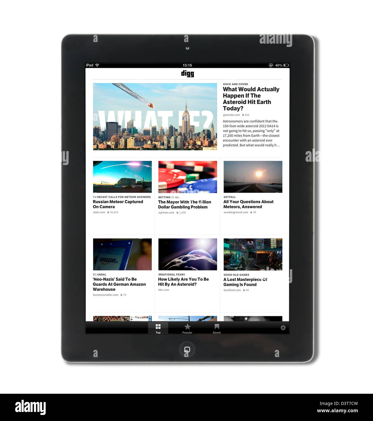 Digg, le site internet d'information sociale, vue sur une 4ème génération d'Apple iPad Banque D'Images