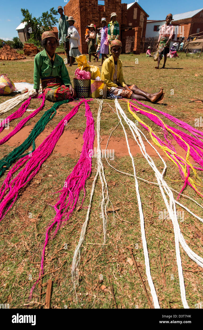 Marché traditionnel coloré Highland Madagascar Banque D'Images