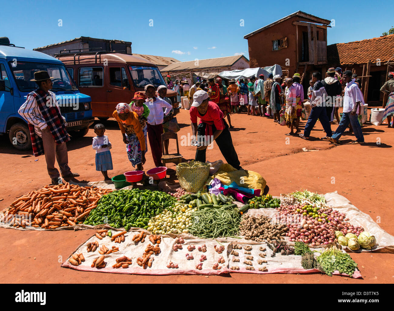 Marché traditionnel coloré Highland Madagascar Banque D'Images