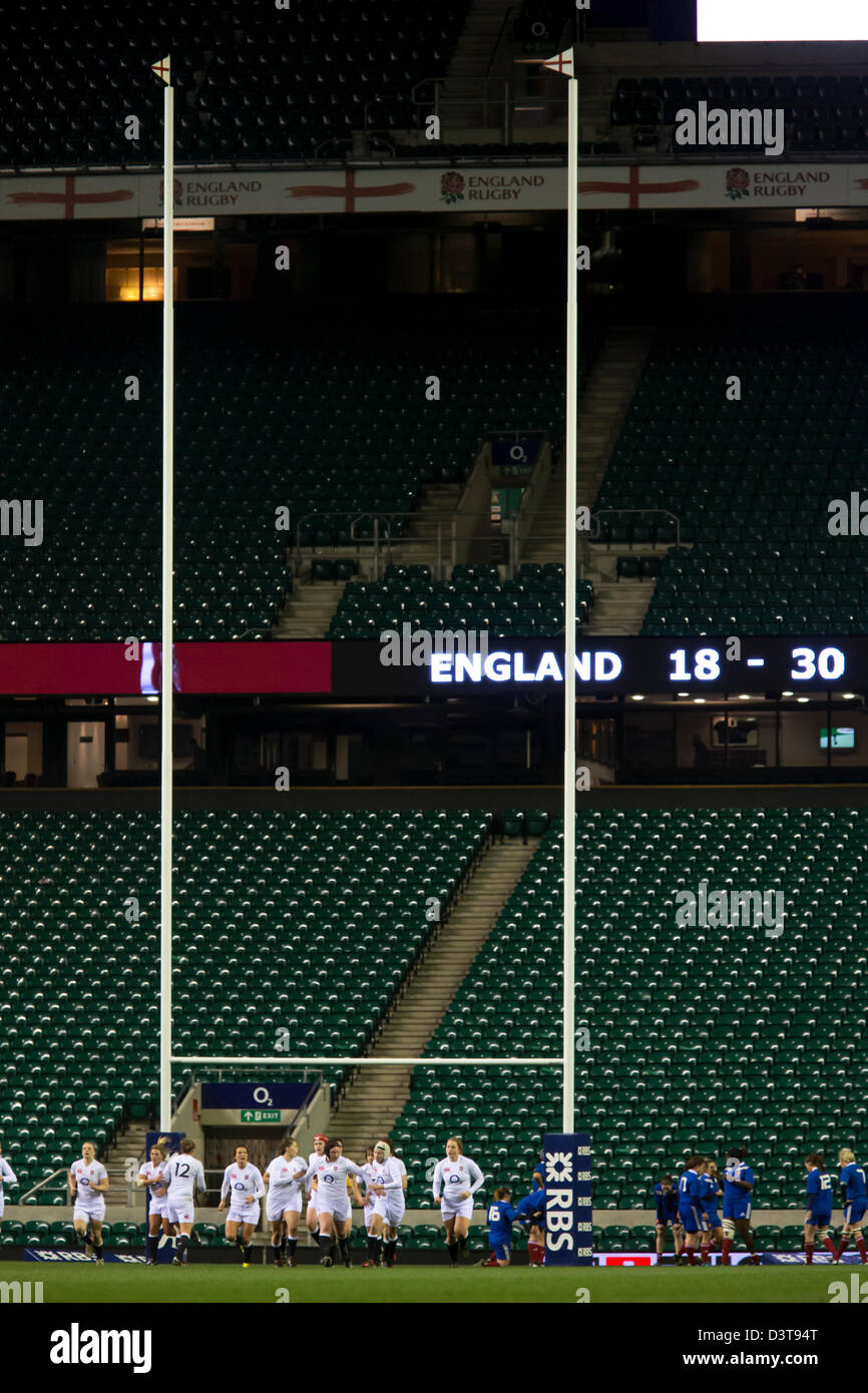 23.02.2013, London, England v France Women's Rugby Six Nations. Banque D'Images