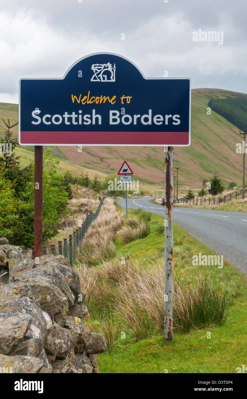 L'Ecosse, Bienvenue à Scottish Borders sign Banque D'Images