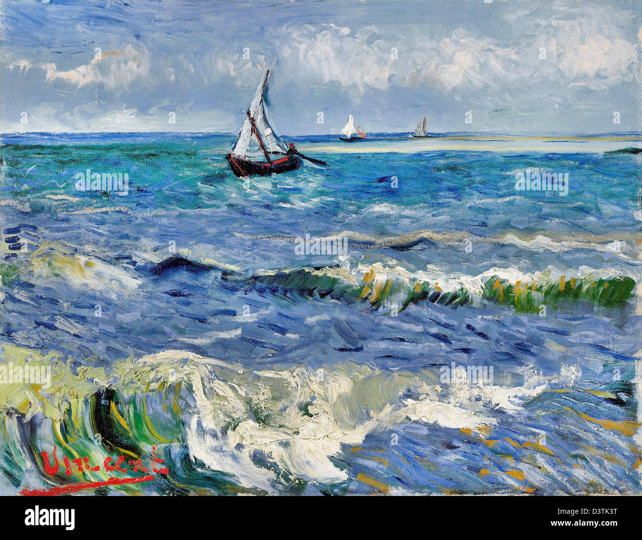 Vincent van Gogh, paysage marin près des Saintes-Maries-de-la-Mer 1888 Huile sur toile. Van Gogh Pays-Bas Photo Stock -