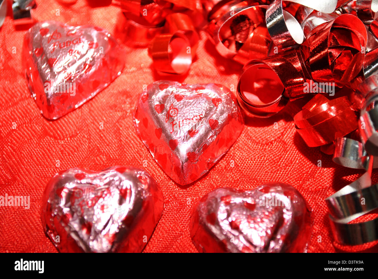 Chocolat Bonbons Coeur de rubans Banque D'Images