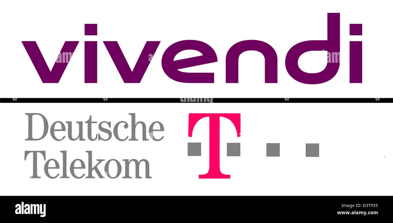 (Afp - des fichiers) - La documentation non datée montre les Vivendi et Deutsche Telekom logos d'entreprise, New York, USA. L'entreprise médiatique français Vivendi a cousu par Deutsche Telekom aux Etats Unis en raison de stocks prétendument illégale de aquisations société de téléphonie mobile polonais PTC par Deutsche Telekom. Photo : Vivendi/dpa Banque D'Images