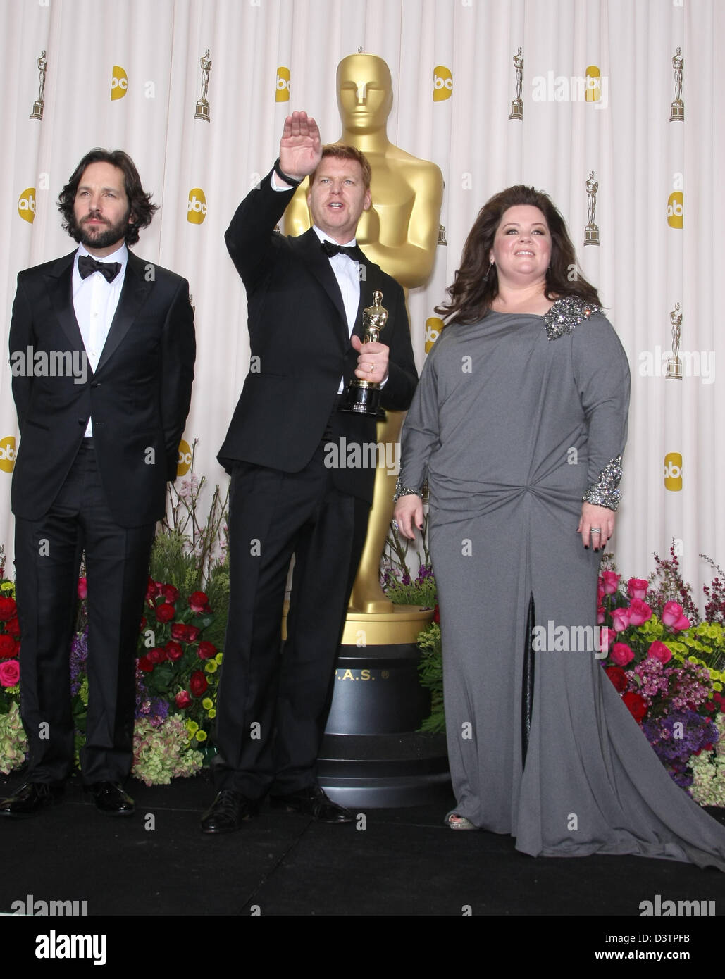 PAUL RUDD ET JOHN KAHRS & MELISSA MCCARTHY 85E ACADEMY AWARDS PRESSE KODAK THEATER LOS ANGELES CALIFORNIA USA 24 Février Banque D'Images